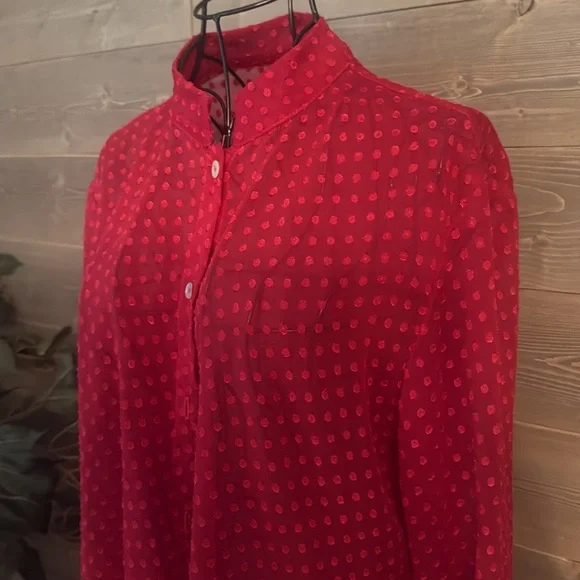 Wear it red textured long sleeve blouse - Picture 3 of 5